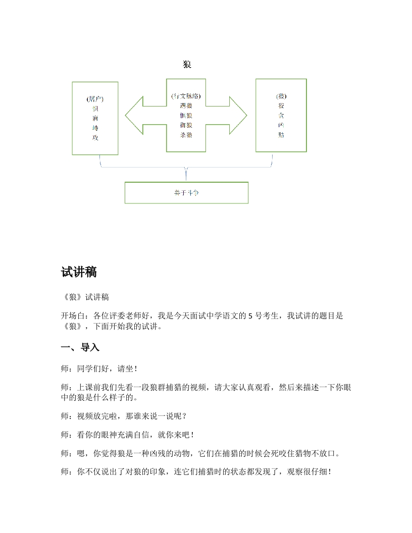 初中语文试讲稿《狼》