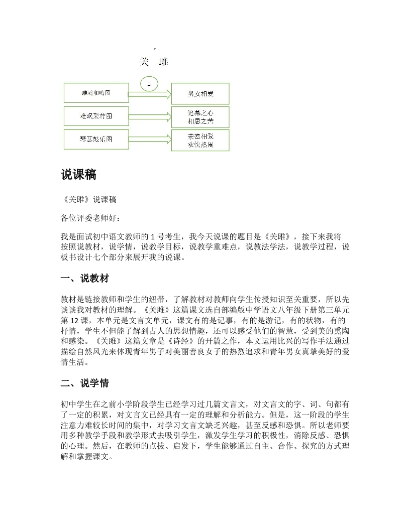 初中语文说课稿《关雎》