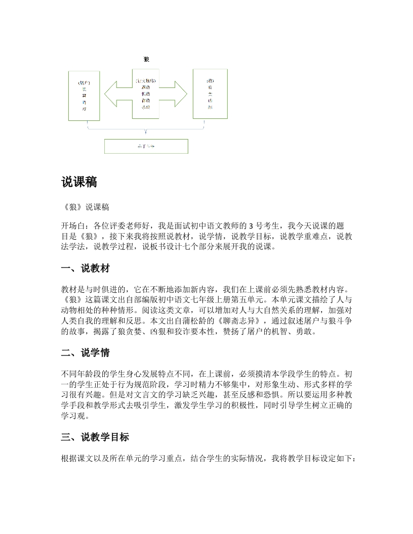 初中语文说课稿《狼》