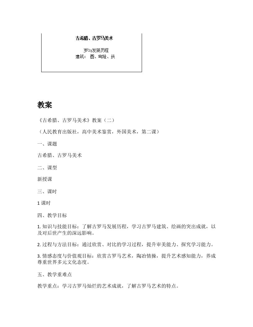 高中美术试讲稿《理想与典范——古希腊与古罗马美术》（二）