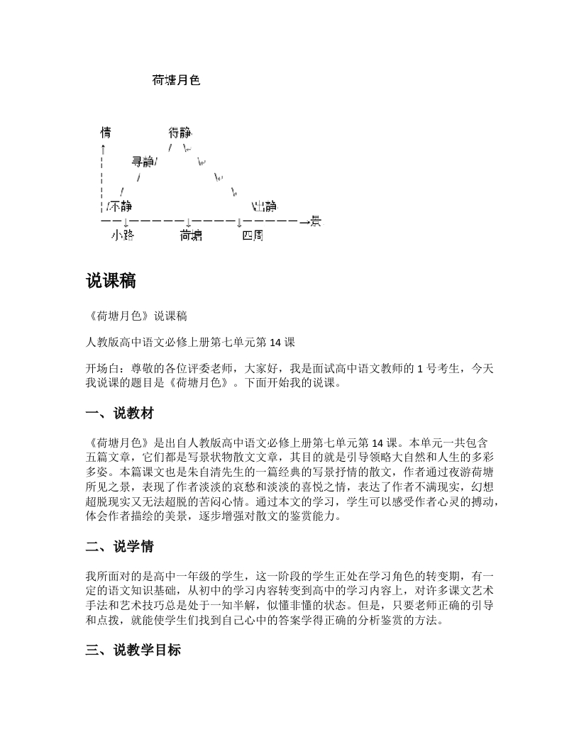 高中语文说课稿《荷塘月色》